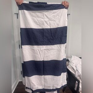 Pair of Navy & White Striped Window Panels 52”x84”
